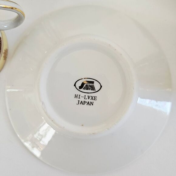 Vintage HI-LUXE Porcelain Hand Painted Espresso Demitasse Cup & Saucer 12pc Set - Picture 9 of 16